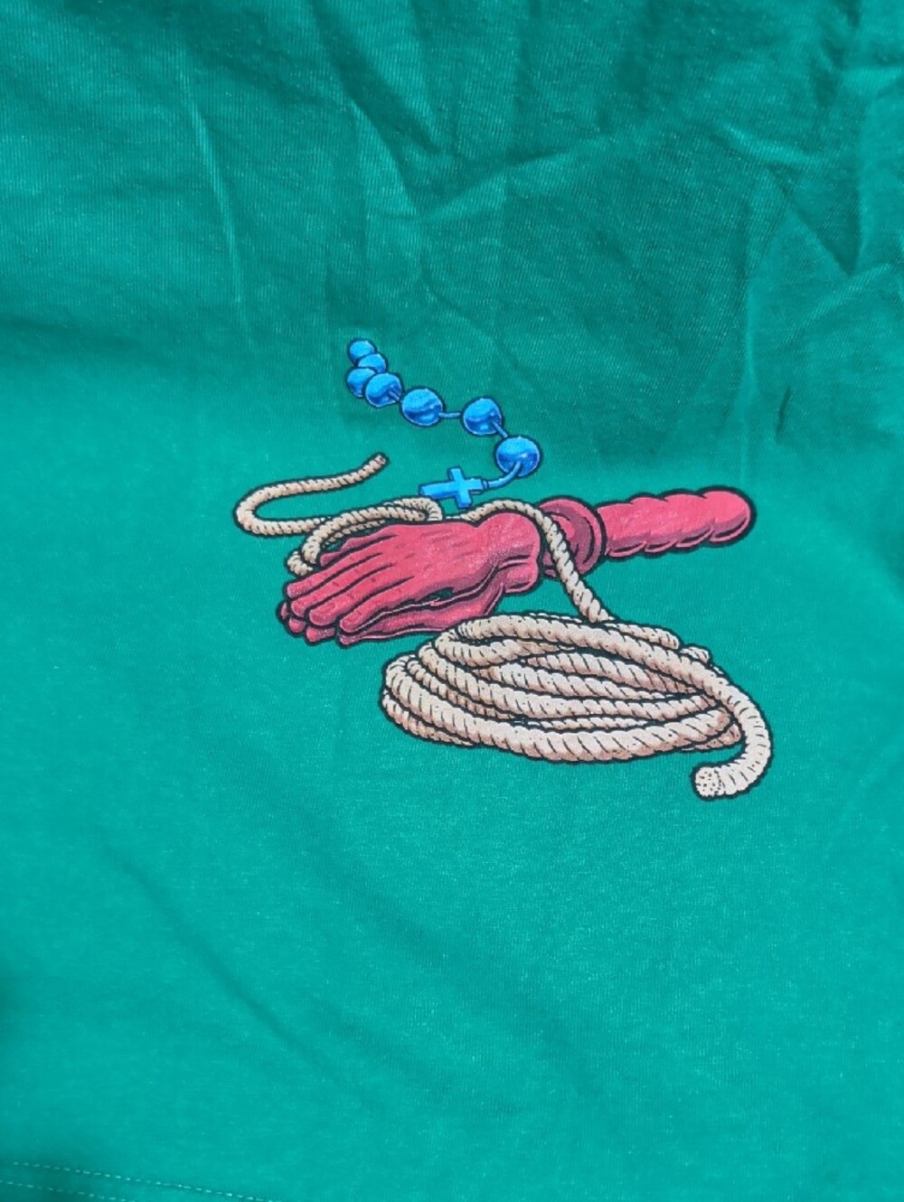 Supreme Green T-Shirt with Nun Graphic and Red Logo - Picture 2 of 7